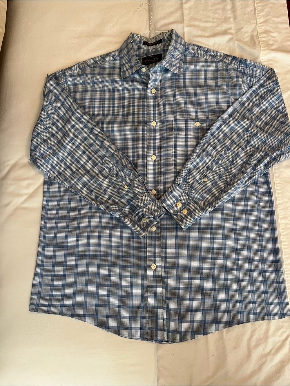 Vintage Orvis Signature Collection Blue Plaid 100% Cotton Button Down Shirt L